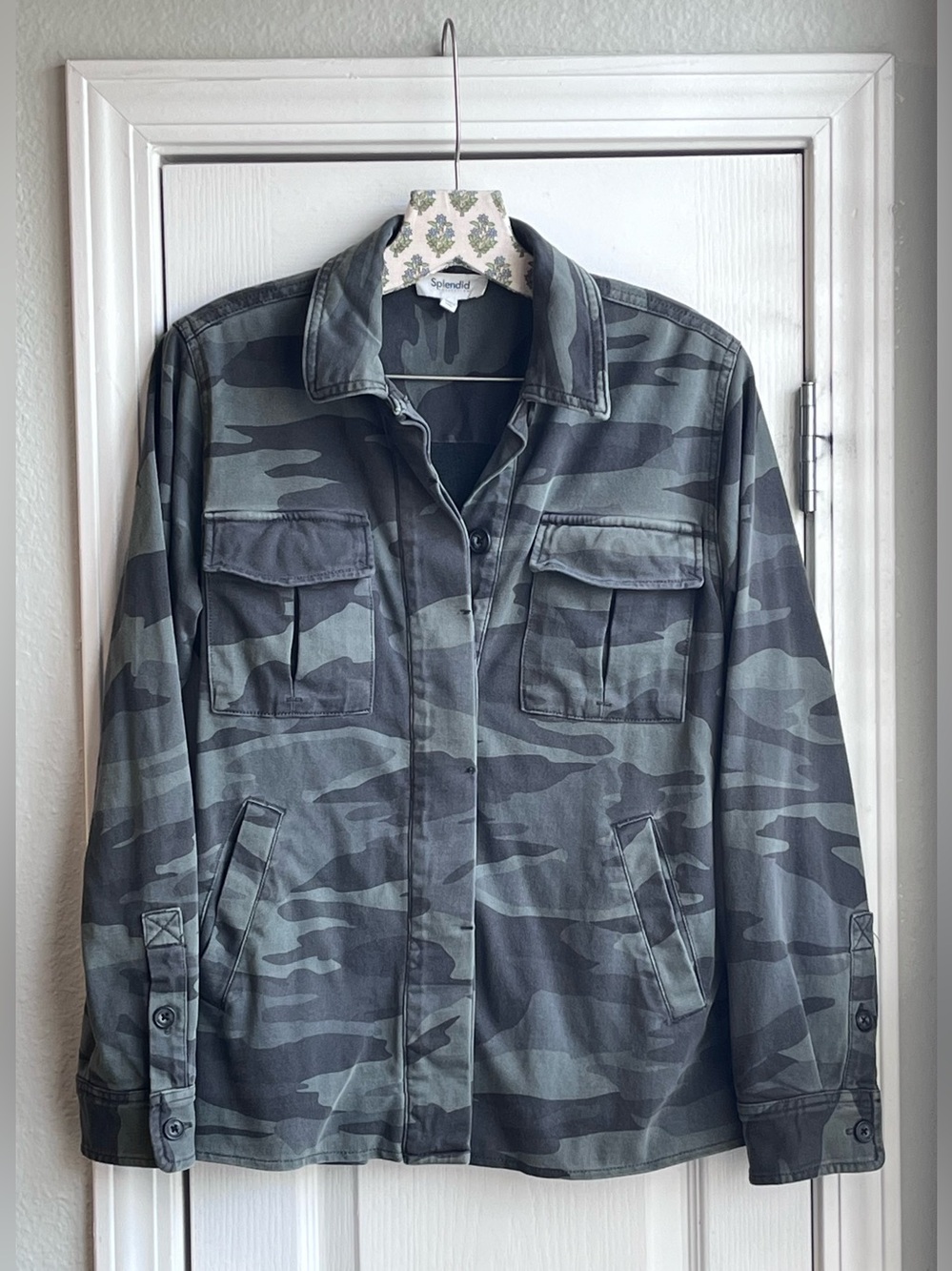SPLENDID Women’s Stretch Camo Military Jacket Olive Green XS